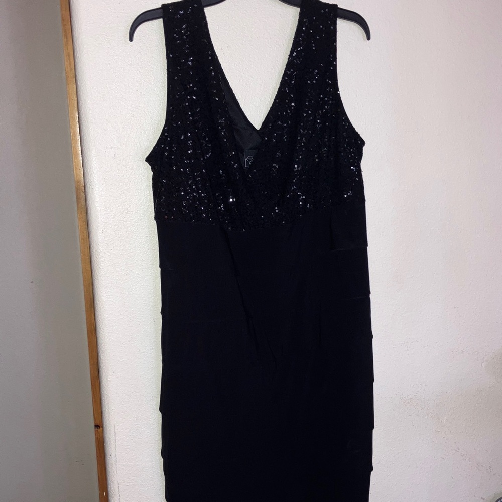 Black Sequin Top‎ and Layered Bottom Formal Dress Size 18